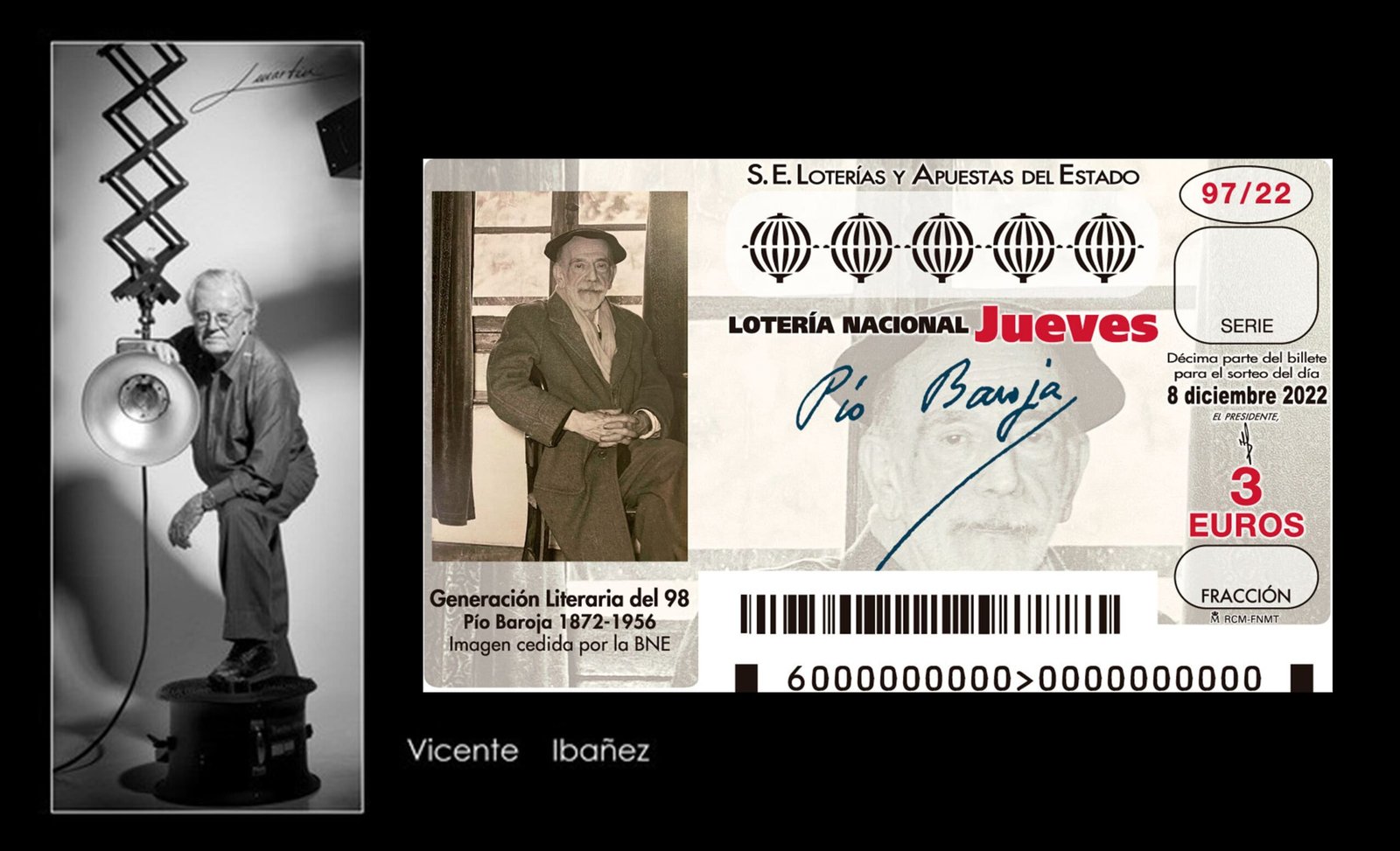 Décimo de Lotería dedicado a Pío Baroja Décimo de Lotería dedicado a Pío Baroja